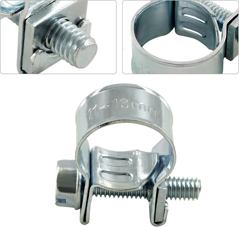 Jersvimc 12pcs Stainless Steel Gas Line Clamp, 11-13mm, Silver, C-clamp, Hose Clamp - Image 3